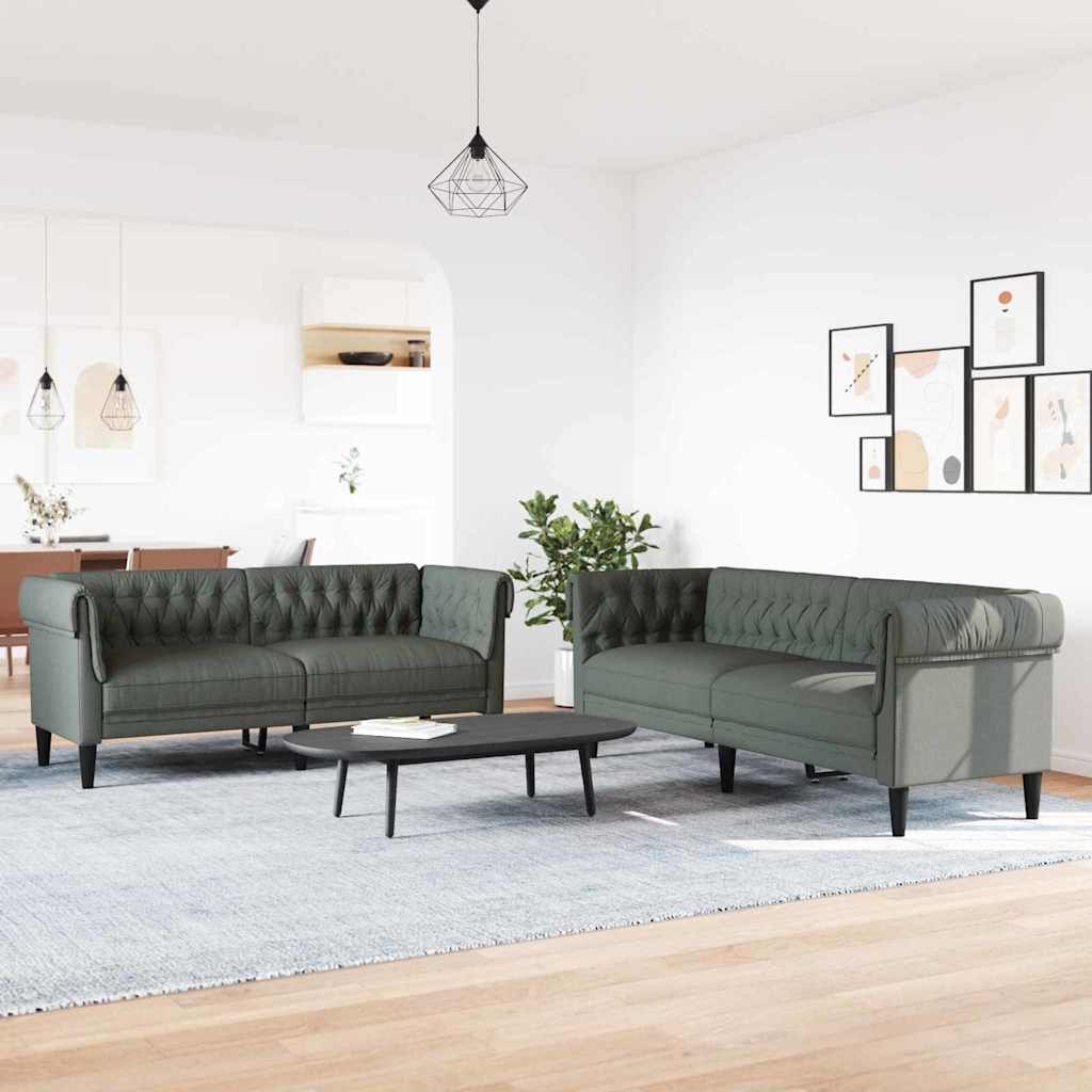 vidaXL Living Room Sofa 2 pcs Dark Grey 201.5 x 74.5 x 74.5 cm Fabric