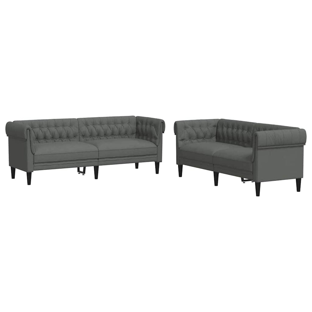 vidaXL Living Room Sofa 2 pcs Dark Grey 201.5 x 74.5 x 74.5 cm Fabric
