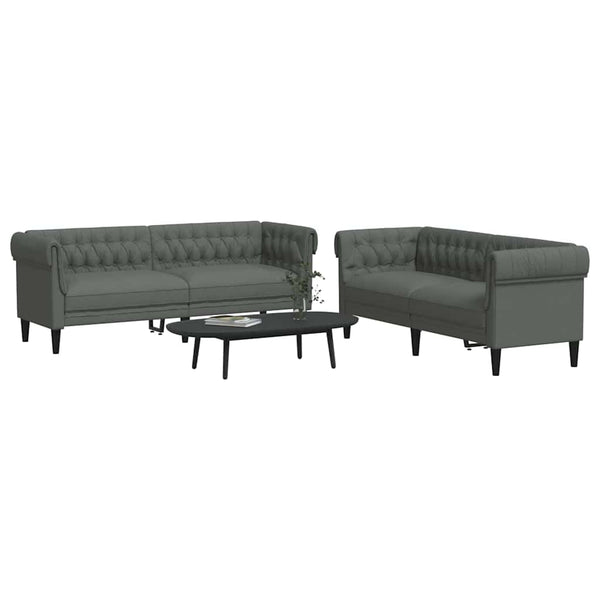 vidaXL Living Room Sofa 2 pcs Dark Grey 201.5 x 74.5 x 74.5 cm Fabric