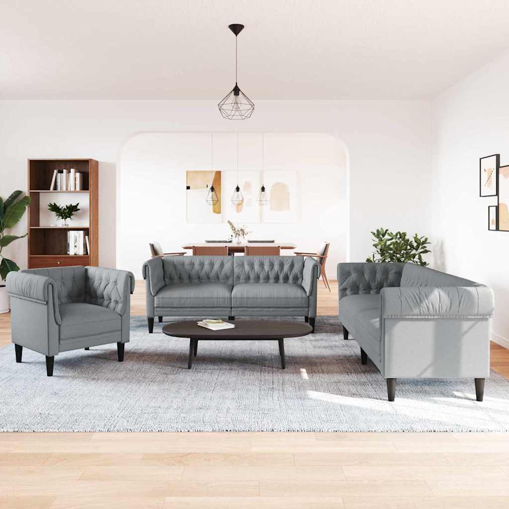 vidaXL Living Room Sofa 3 pcs Light Gray 201.5 x 74.5 x 74.5 cm Fabric