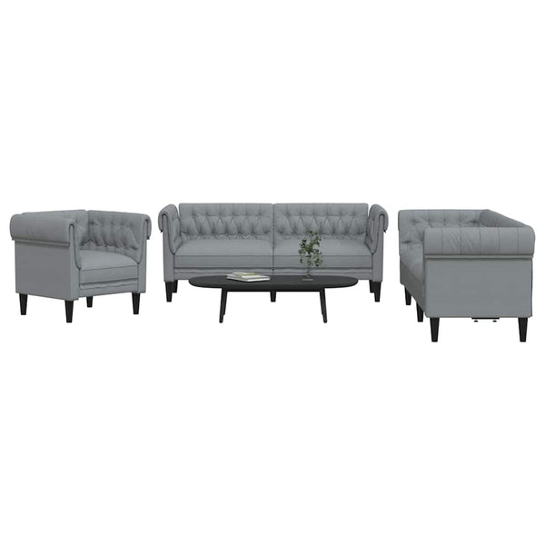 vidaXL Living Room Sofa 3 pcs Light Gray 201.5 x 74.5 x 74.5 cm Fabric