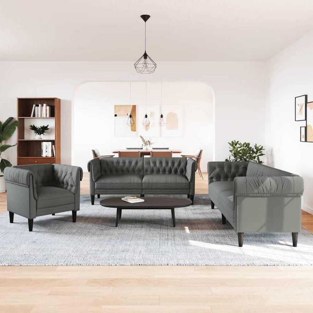 vidaXL Living Room Sofa 3 pcs Dark Grey 201.5 x 74.5 x 74.5 cm Fabric