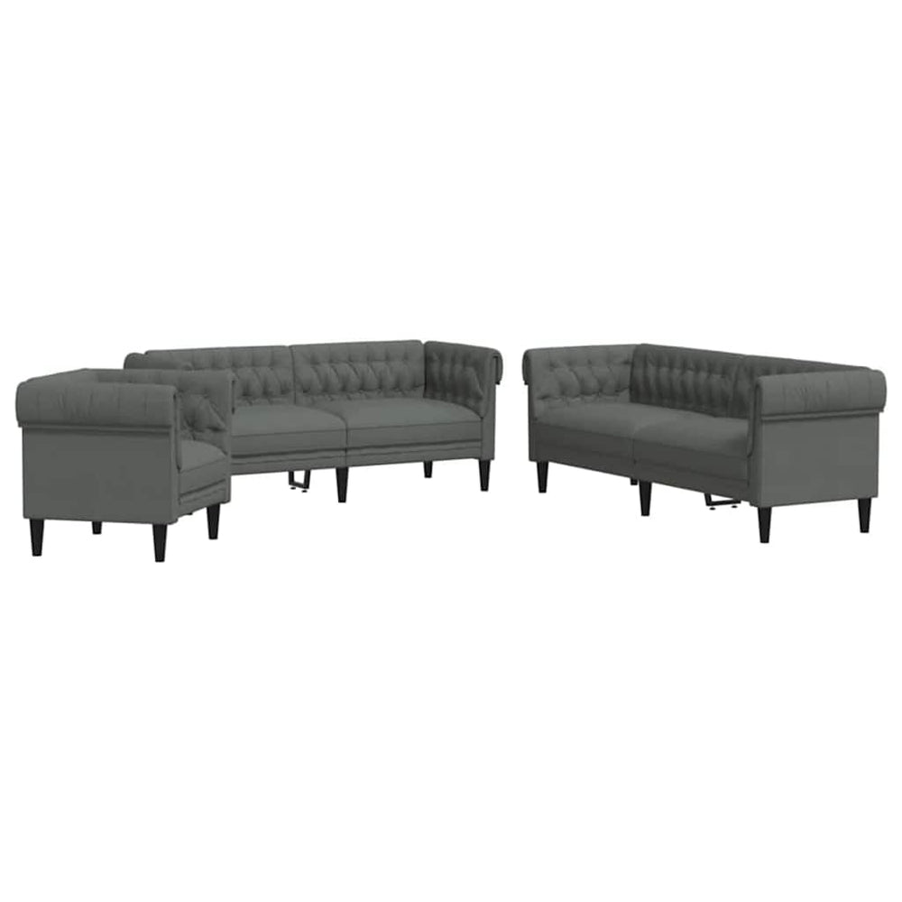 vidaXL Living Room Sofa 3 pcs Dark Grey 201.5 x 74.5 x 74.5 cm Fabric