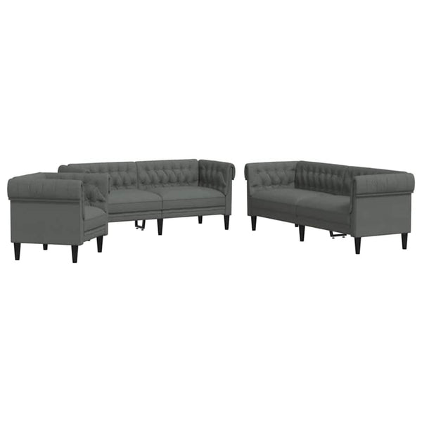 vidaXL Living Room Sofa 3 pcs Dark Grey 201.5 x 74.5 x 74.5 cm Fabric