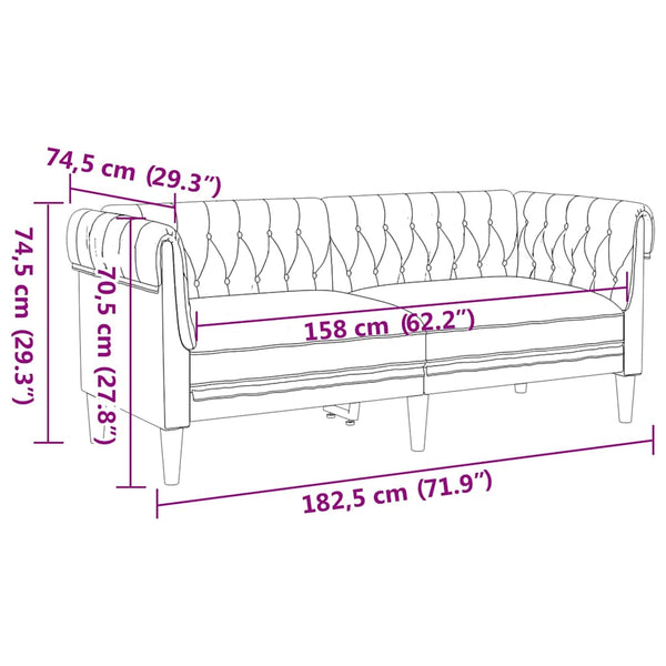 vidaXL Living Room Sofa 3 pcs Dark Grey 201.5 x 74.5 x 74.5 cm Fabric