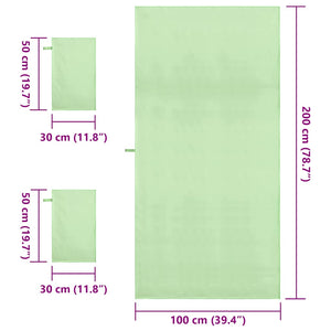 vidaXL Sports Towel Set 3 pcs Green Polyester and Polyamide