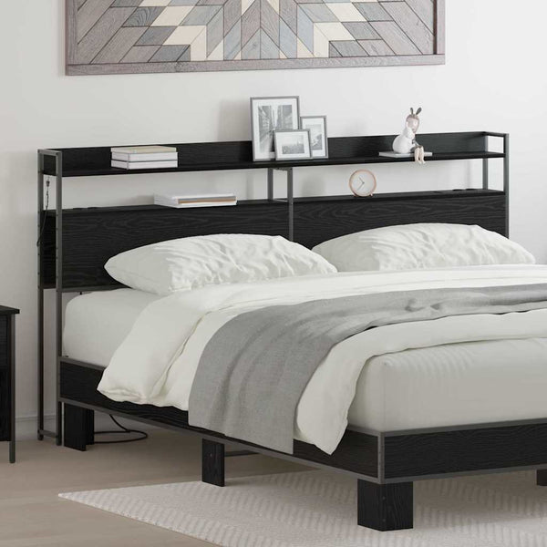 vidaXL Storage Headboard Black Oak Look Engineered Wood