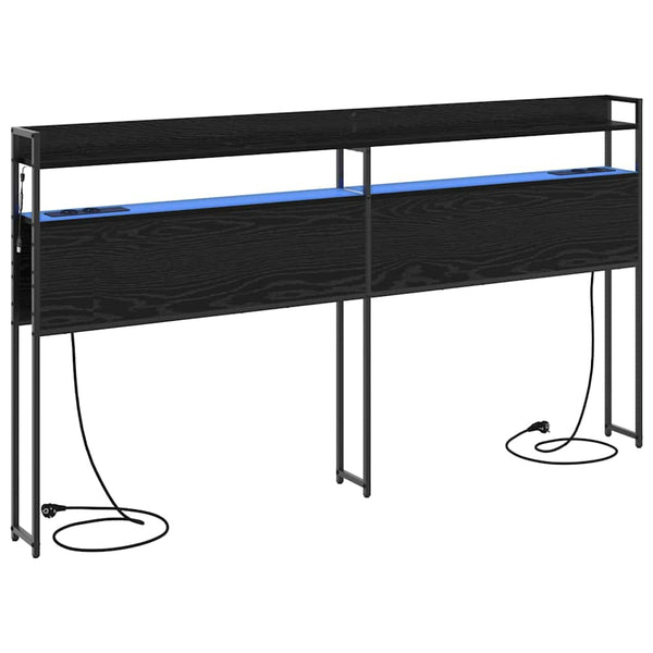 vidaXL Storage Headboard Black Oak Look Engineered Wood