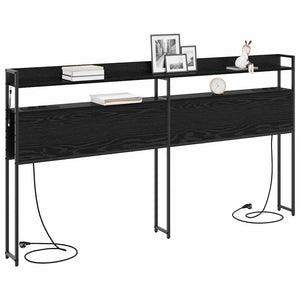 vidaXL Storage Headboard Black Oak Look Engineered Wood