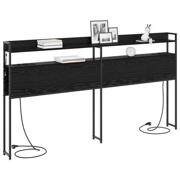 vidaXL Storage Headboard Black Oak Look Engineered Wood