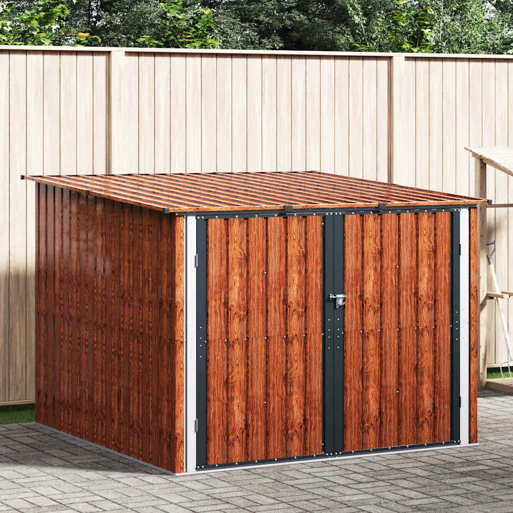 vidaXL Bicycle Shed 3 pcs Brown 216 x 207 x 158 cm Metal