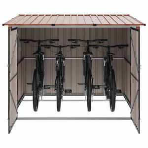 vidaXL Bicycle Shed 3 pcs Brown 216 x 207 x 158 cm Metal
