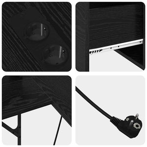 vidaXL Desk with Shelf Black Oak Look 182 x 101 x 87.5 cm
