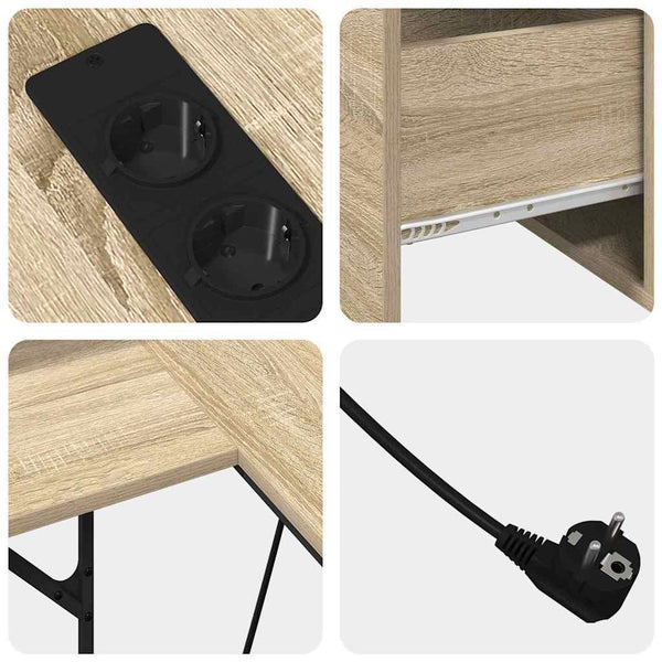 vidaXL Desk Sonoma Oak 182 x 101 x 87.5 cm Engineered Wood