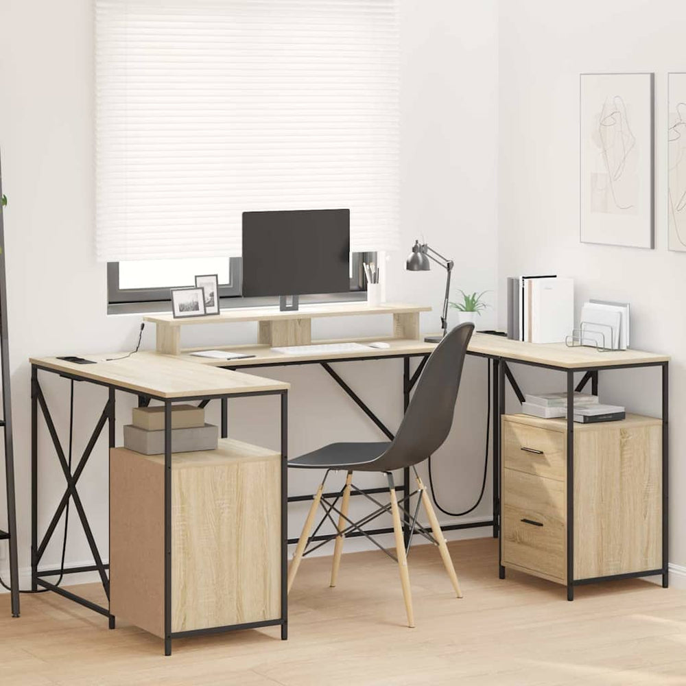 vidaXL Desk Sonoma Oak 182 x 101 x 87.5 cm Engineered Wood