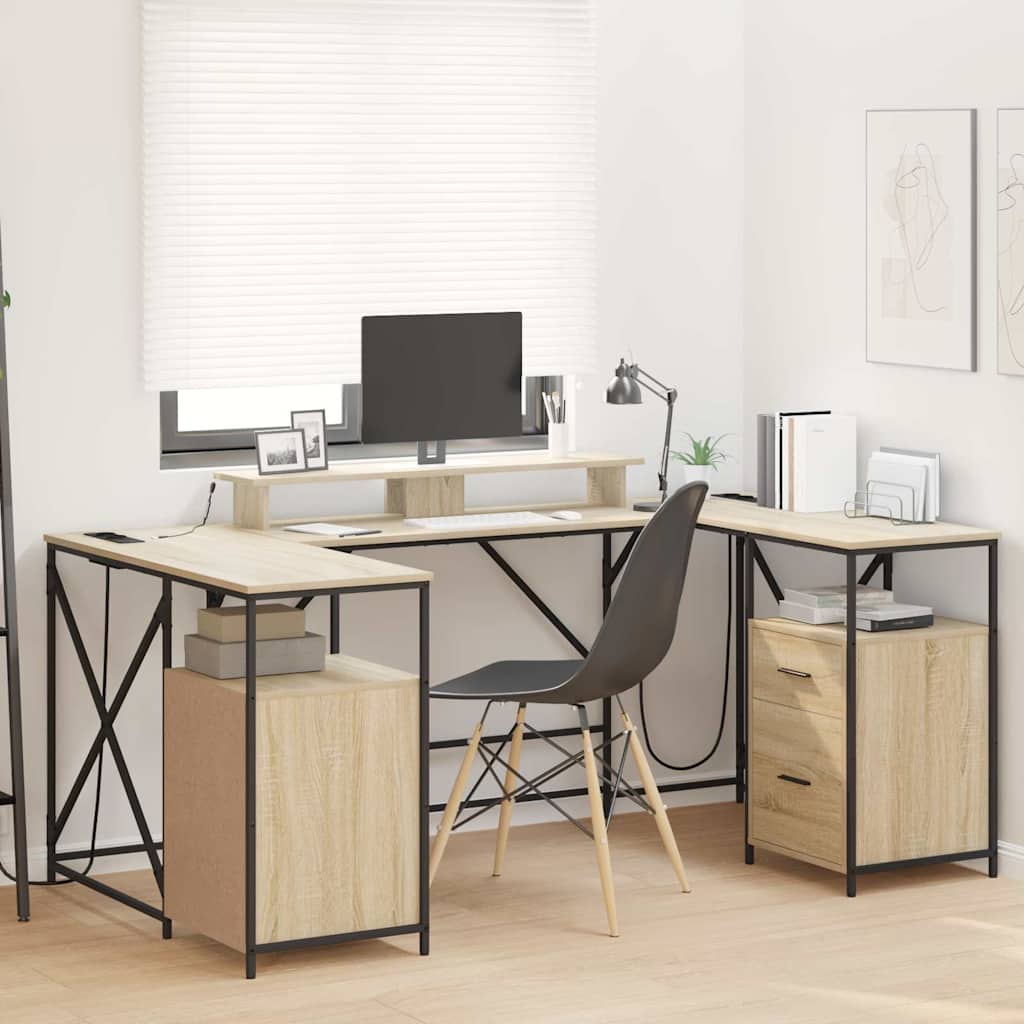vidaXL Desk Sonoma Oak 182 x 101 x 87.5 cm Engineered Wood