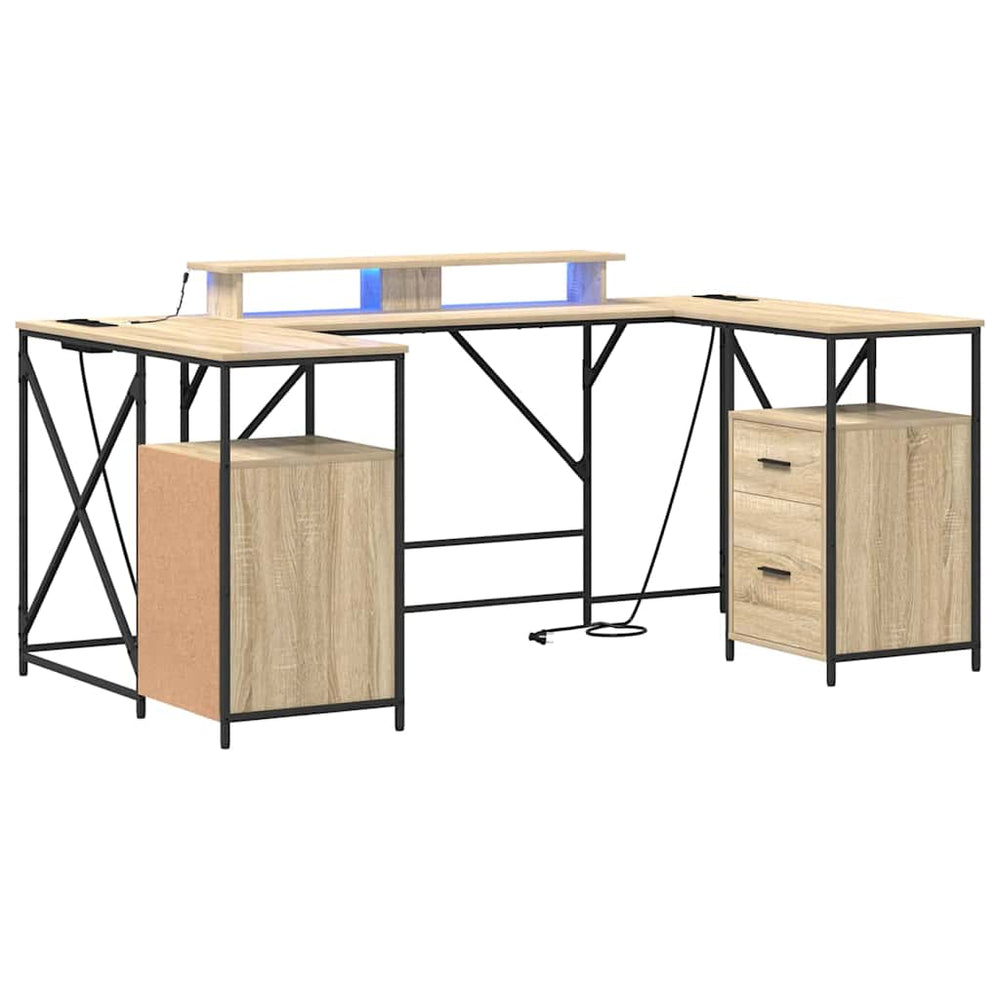vidaXL Desk Sonoma Oak 182 x 101 x 87.5 cm Engineered Wood