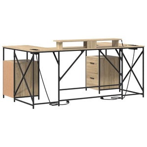 vidaXL Desk Sonoma Oak 182 x 101 x 87.5 cm Engineered Wood