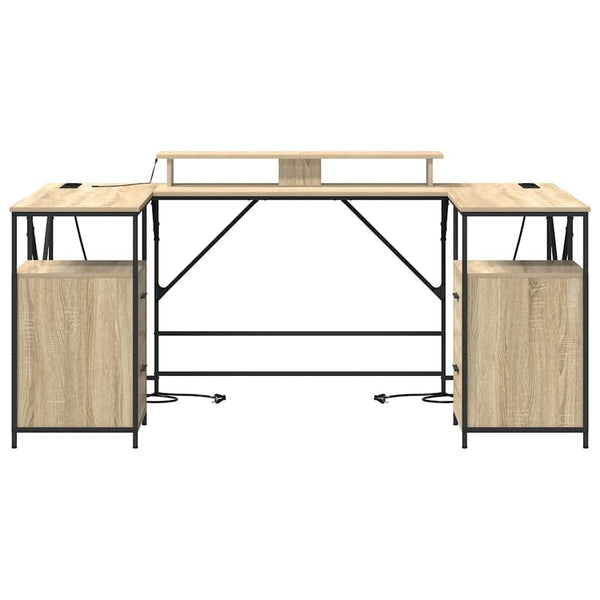 vidaXL Desk Sonoma Oak 182 x 101 x 87.5 cm Engineered Wood