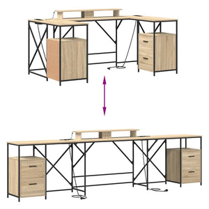 vidaXL Desk Sonoma Oak 182 x 101 x 87.5 cm Engineered Wood