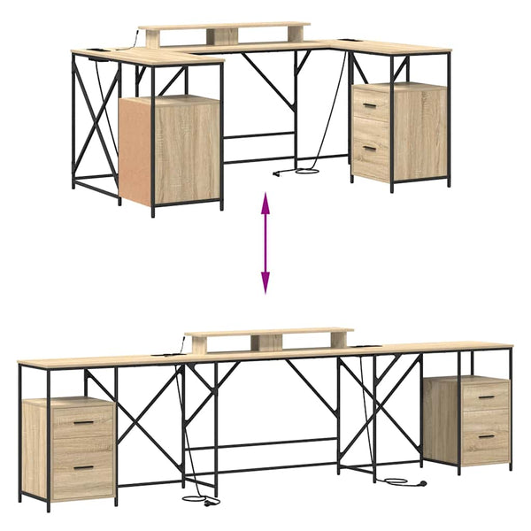 vidaXL Desk Sonoma Oak 182 x 101 x 87.5 cm Engineered Wood