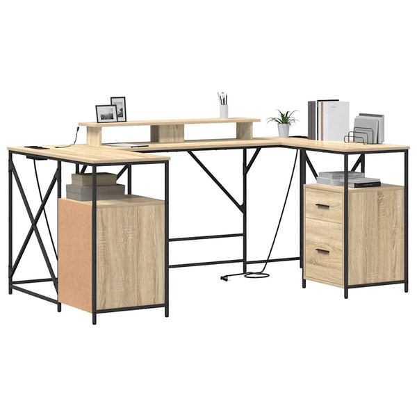 vidaXL Desk Sonoma Oak 182 x 101 x 87.5 cm Engineered Wood