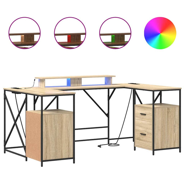 vidaXL Desk Sonoma Oak 182 x 101 x 87.5 cm Engineered Wood