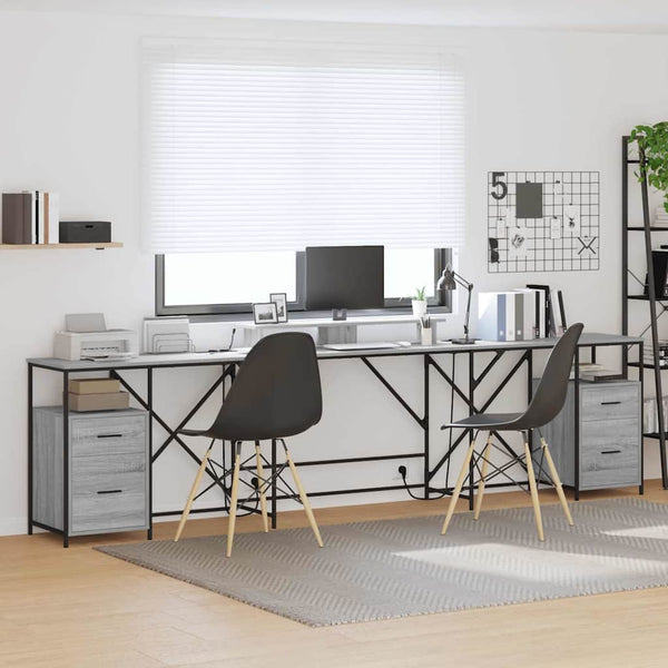 vidaXL Desk Grey Sonoma 182 x 101 x 87.5 cm Engineered Wood