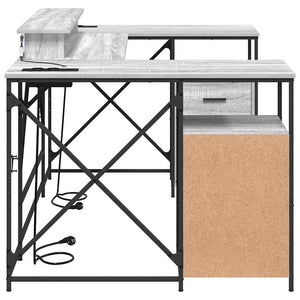 vidaXL Desk Grey Sonoma 182 x 101 x 87.5 cm Engineered Wood