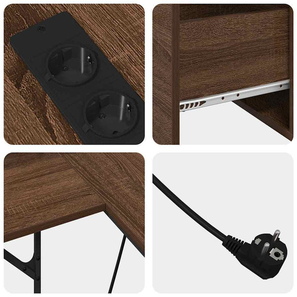 vidaXL Desk with Shelf Brown Oak Look 182 x 101 x 87.5 cm