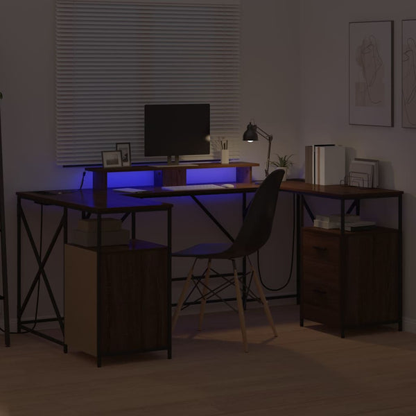 vidaXL Desk with Shelf Brown Oak Look 182 x 101 x 87.5 cm