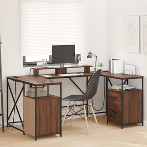 vidaXL Desk with Shelf Brown Oak Look 182 x 101 x 87.5 cm