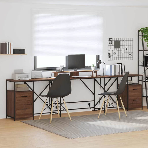 vidaXL Desk with Shelf Brown Oak Look 182 x 101 x 87.5 cm