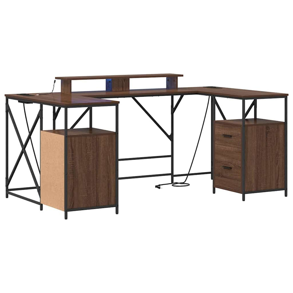 vidaXL Desk with Shelf Brown Oak Look 182 x 101 x 87.5 cm