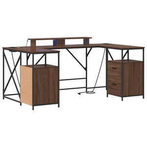vidaXL Desk with Shelf Brown Oak Look 182 x 101 x 87.5 cm