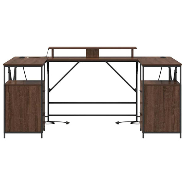 vidaXL Desk with Shelf Brown Oak Look 182 x 101 x 87.5 cm
