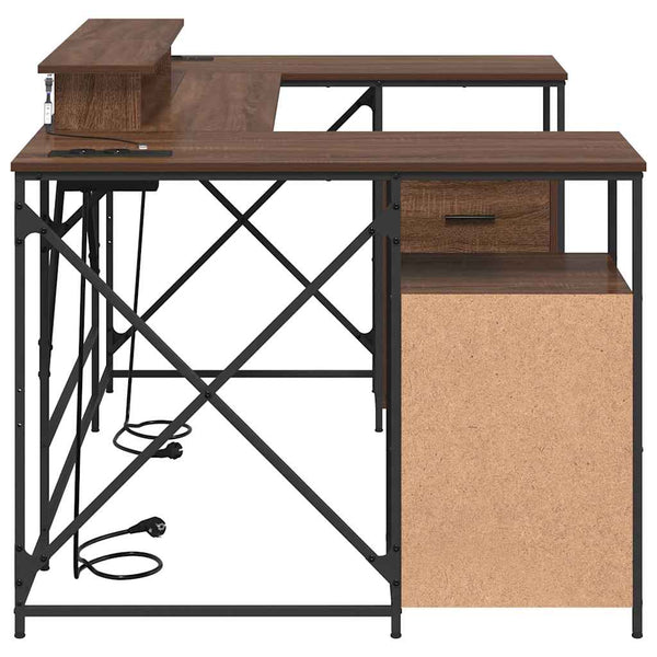 vidaXL Desk with Shelf Brown Oak Look 182 x 101 x 87.5 cm