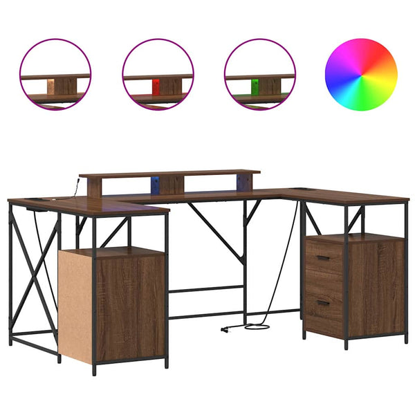 vidaXL Desk with Shelf Brown Oak Look 182 x 101 x 87.5 cm