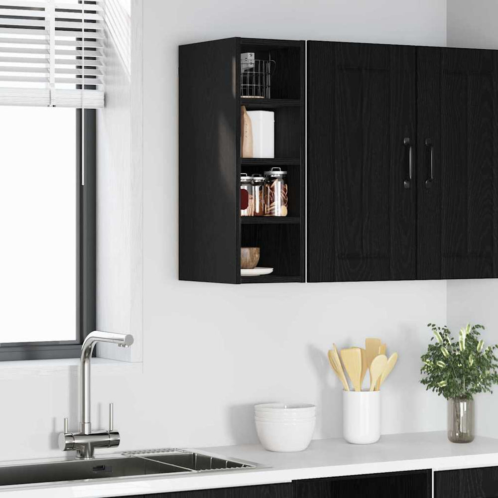 vidaXL Wall Cabinet with Shelf Black Oak-Look 20 x 29.5 x 60 cm