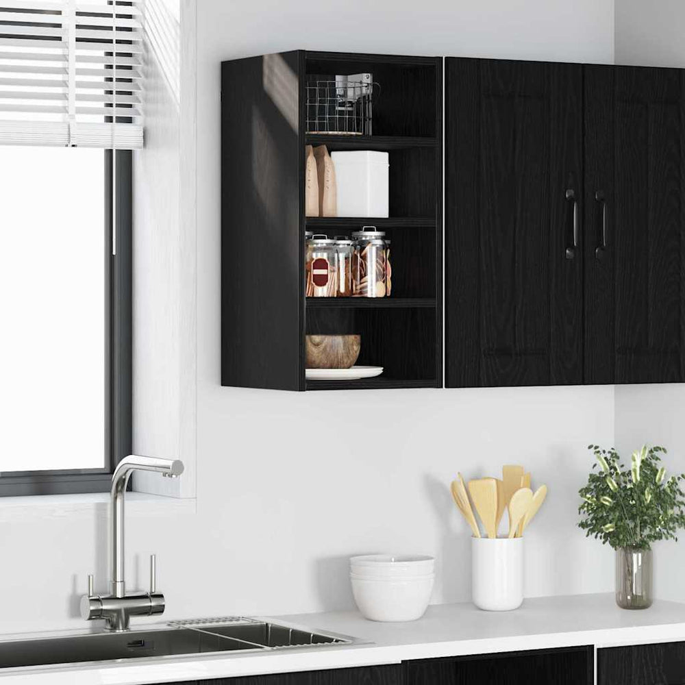 vidaXL Wall Cabinet with Shelf Black Oak Look 30 x 29.5 x 60 cm
