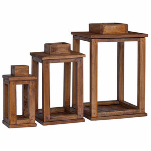vidaXL Lanterns 3 pcs Natural Mahogany Wood