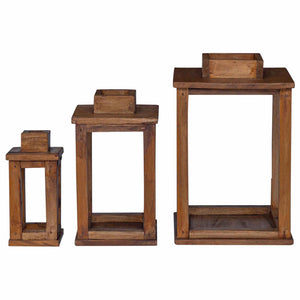 vidaXL Lanterns 3 pcs Natural Mahogany Wood