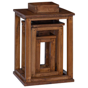 vidaXL Lanterns 3 pcs Natural Mahogany Wood