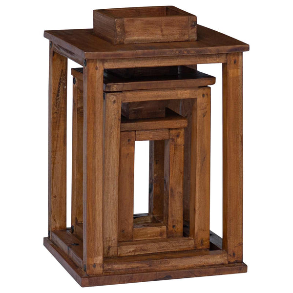 vidaXL Lanterns 3 pcs Natural Mahogany Wood