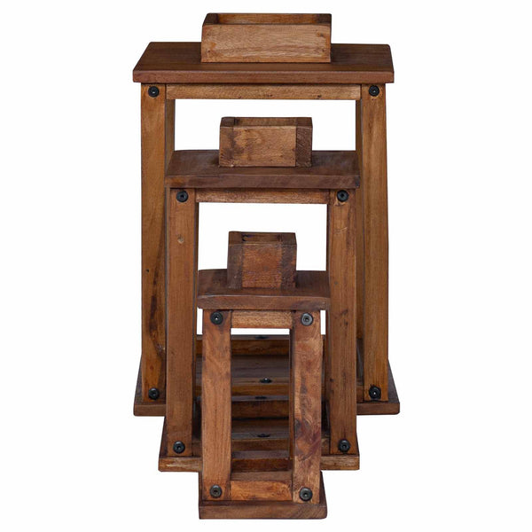 vidaXL Lanterns 3 pcs Natural Mahogany Wood