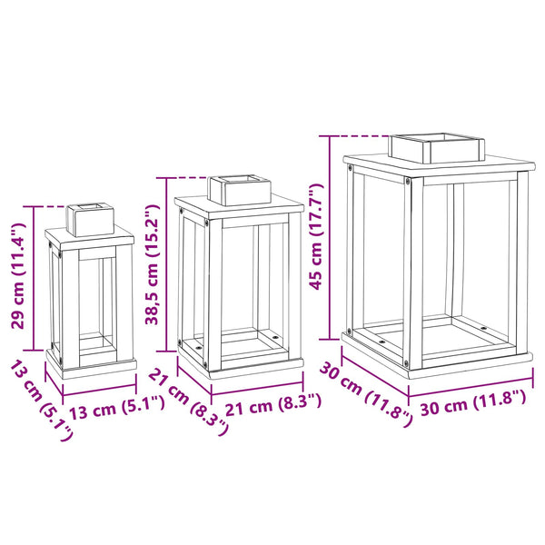 vidaXL Lanterns 3 pcs Natural Mahogany Wood