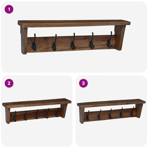 vidaXL Clothes Hanger Brown 50 x 10 x 14 cm Solid Mahogany Wood