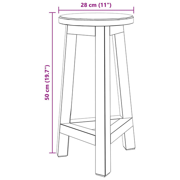 vidaXL Stool Natural 28 x 28 x 50 cm Mahogany Wood