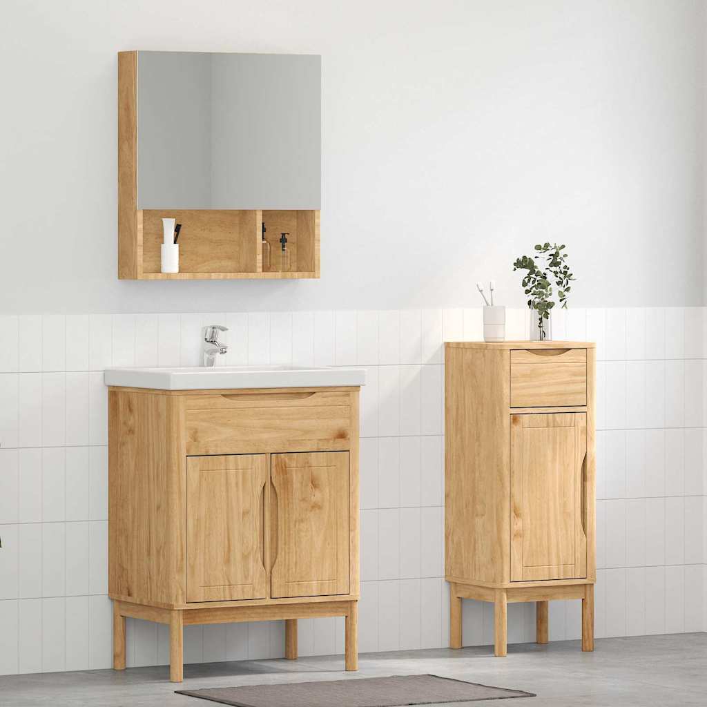 vidaXL Bathroom Furniture Set FLORO 2 pcs Waxed Brown Solid Pine Wood