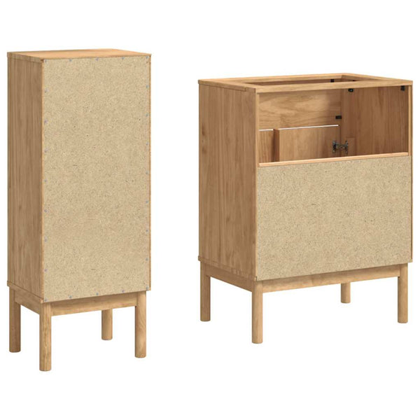 vidaXL Bathroom Furniture Set FLORO 2 pcs Waxed Brown Solid Pine Wood
